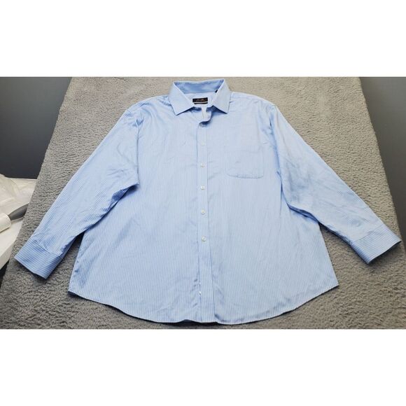 Tasso Elba Dress Shirt Mens 2XL Blue Non Iron Regular‎ Fit Collared Button Down - Picture 1 of 6